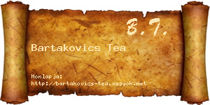 Bartakovics Tea névjegykártya